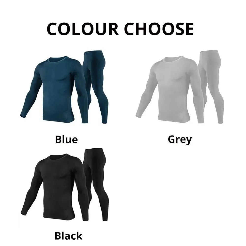 Men's Fleece Lined Thermal Underwear Set Motorcycle Skiing Base Layer Winter Warm Long Johns Shirts & Tops Bottom Suit