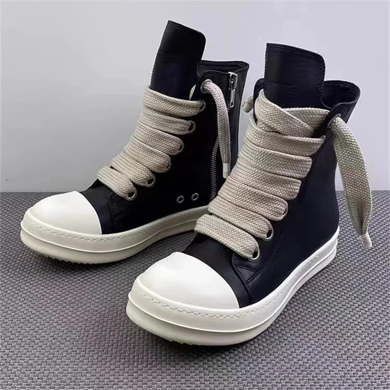 Women High-top Shoes Flat Platform Leather Sneakers Luxury Designer Street Canvas shoes Casual Lace Up Ankle Boots women shoes,casual sneakers,women sneakers