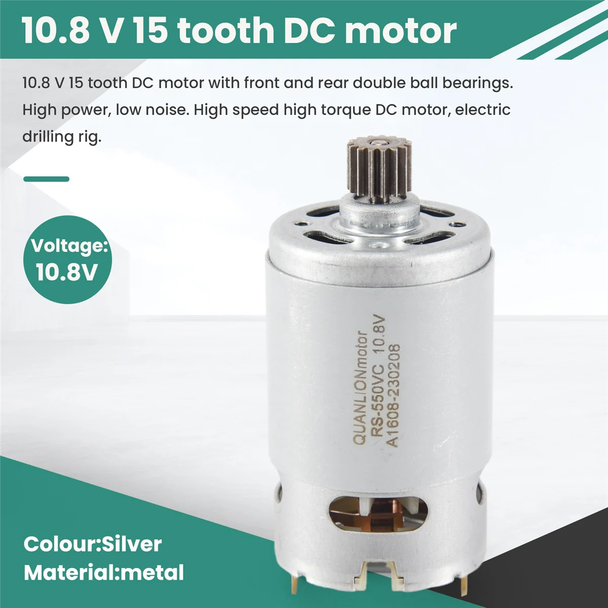 10.8 V 15 Teeth DC Motor(KV3SFN-8520SF-WR) for BOSCH GSR1080-2-LI 3601JE2000 / EU Electric Drill Screwdriver Motor