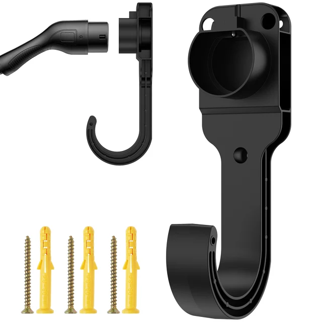 Supporto Per Caricabatteria Auto Elettrica - Gancio Da Parete Per Organizzare Cavi, Nero, Design Europeo - Foto 2