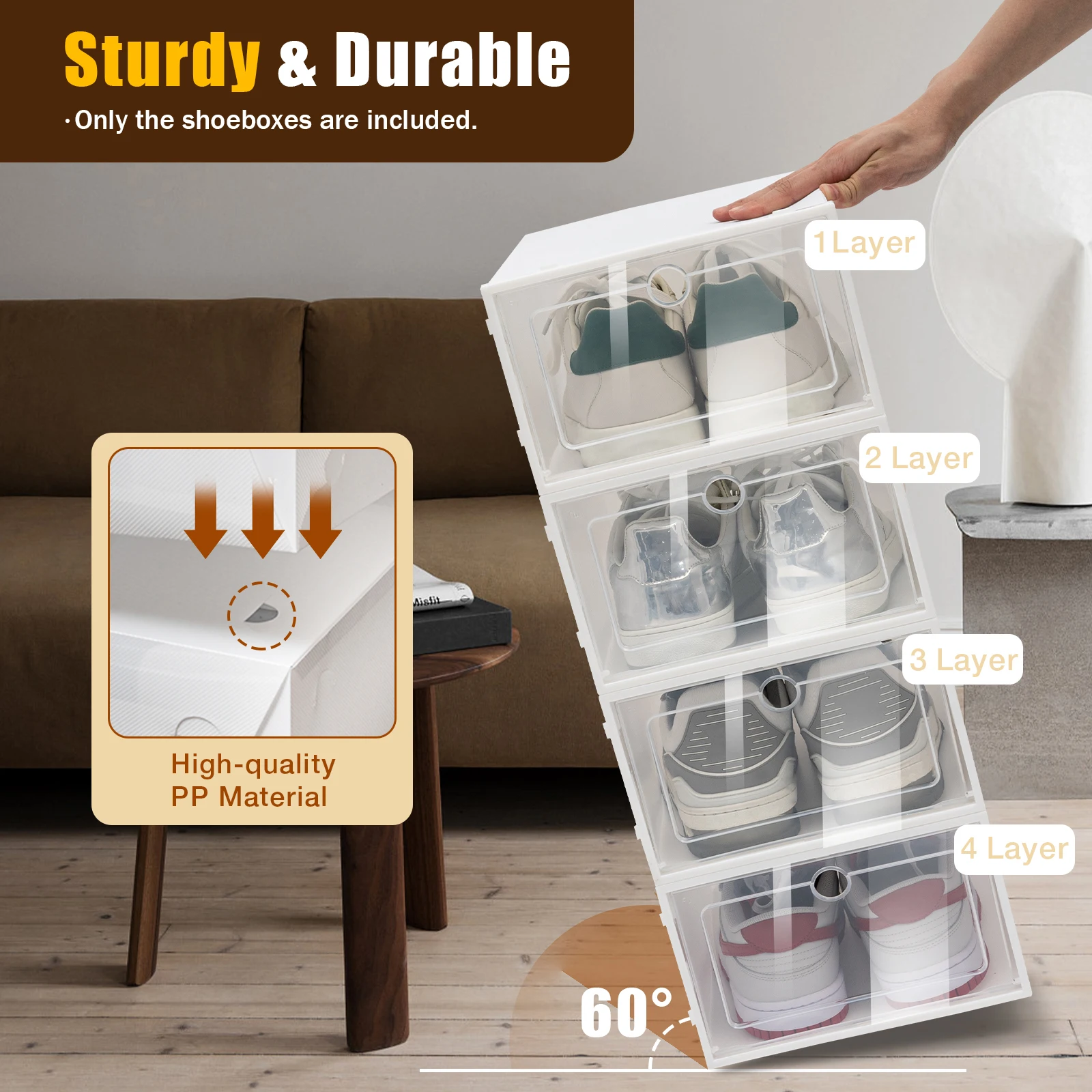 6 Pièces/ensemble Pli En Plastique Chaussures Cas Épaissi Transparent Boîte  À Tiroir Boîtes À Chaussures En Plastique Empilable Boîte Organisateur De Chaussures  Boîte À Chaussures Boite De Rangement - Boîtes De Rangement