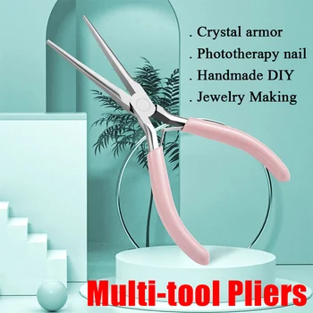 Pinza per unghie acriliche a curva C in acciaio rosa, clip per modellare e allungare le unghie per manicure e fai da te