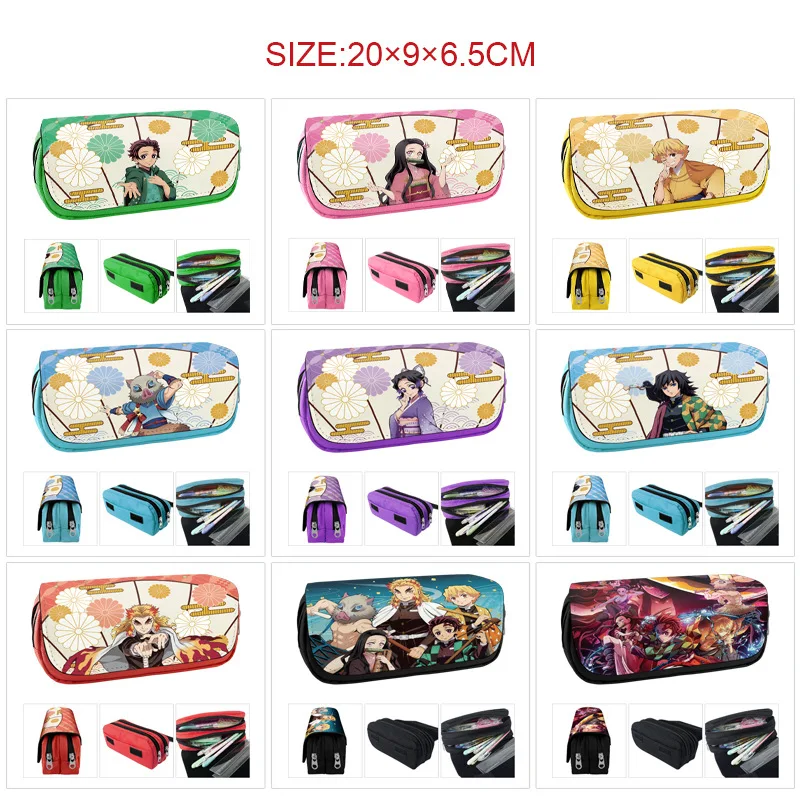 

Demon Slayer Anime Pencil Bag Kochou Shinobu Stationery Box Kamado TanjirouNezuko Pencil Box Childrens Gift