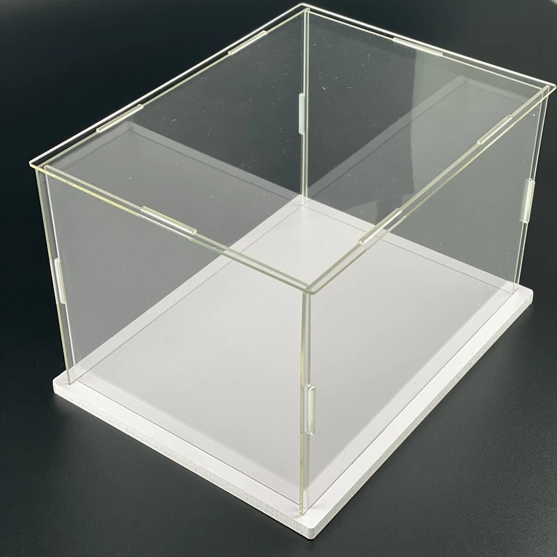 Acrylic Display Case Clear Self-Assembly Acrylic Display Case Transparent Dust Proof Protection Showcase with White base acrylic display case