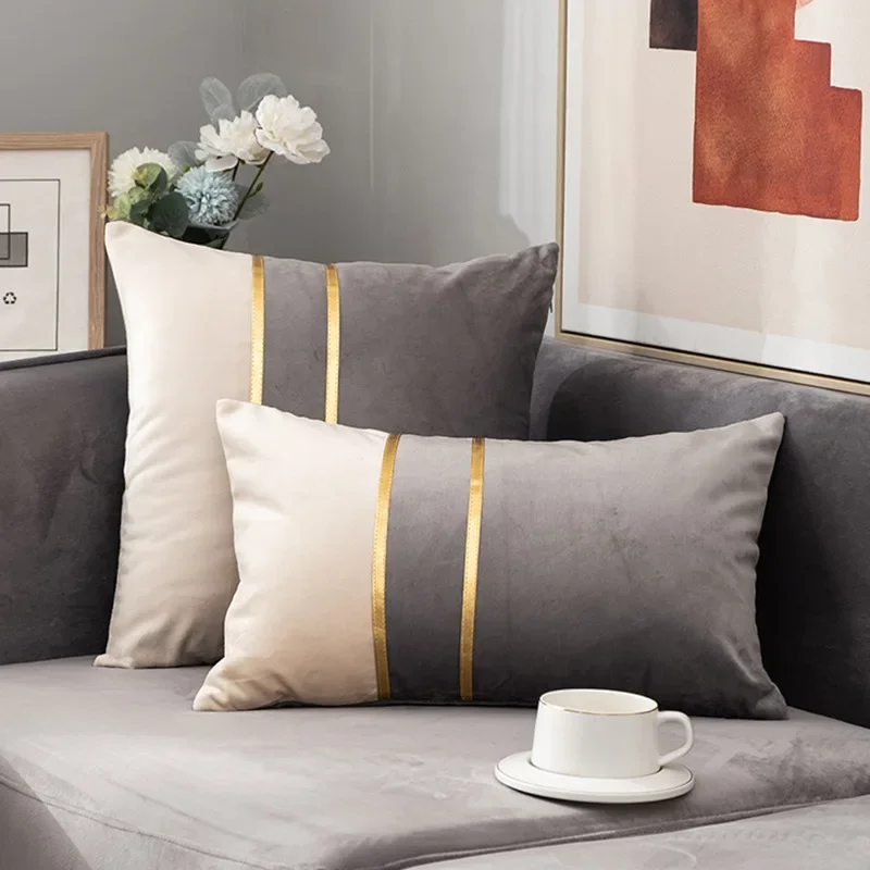 Nordic Velvet Color Block Pillowcase 6