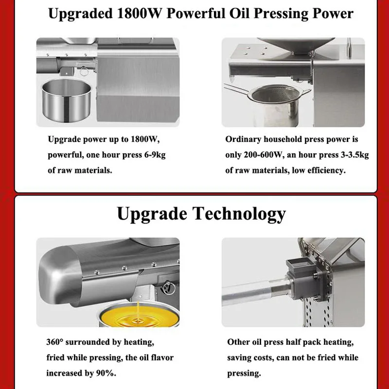 Home Use Electric Stainless Steel Oil Press Machine Small Vegetable Olive Oil Presser Machine Peanut Oil Press Machine 5