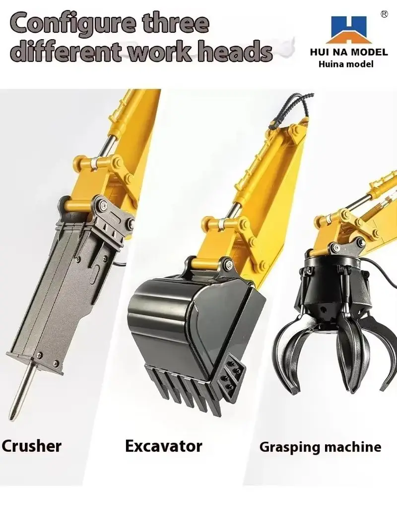 2024 spot simulation multifunctional excavator construction vehicle with 12 channels and 3 working heads, children's toy gift 3