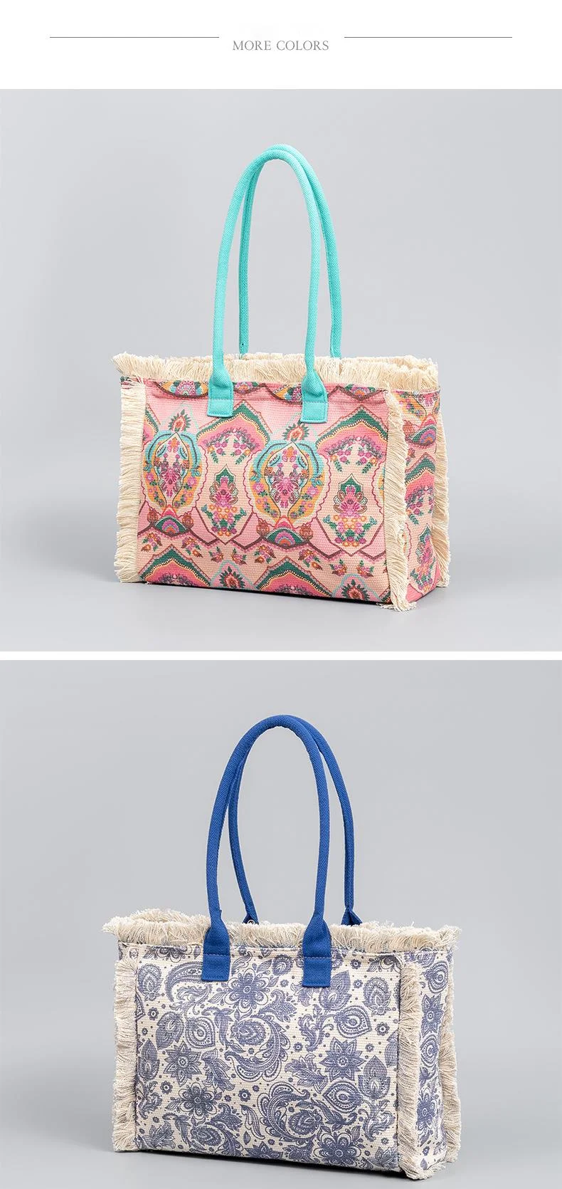 Neue Damentasche Einkaufstasche Bohemian Vintage Schultertasche Reißverschluss Handtasche Große Kapazität Canvas Tasche Damentasche_voghion.com