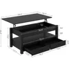 Coffee Table, Lift Top Coffee Table with Drawers and Hidden Compartment, Retro Central Table with Wooden Lift Tabletop 3