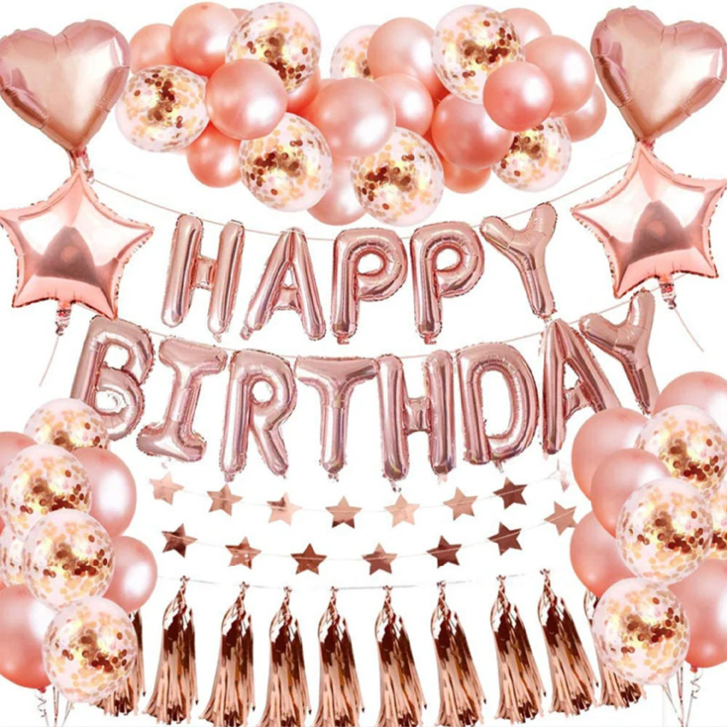 

Rosegold Durable And Easy-to Rose Gold Birthday Party Decorations Easy To Happy Birthday Balloon Set As Shown 8