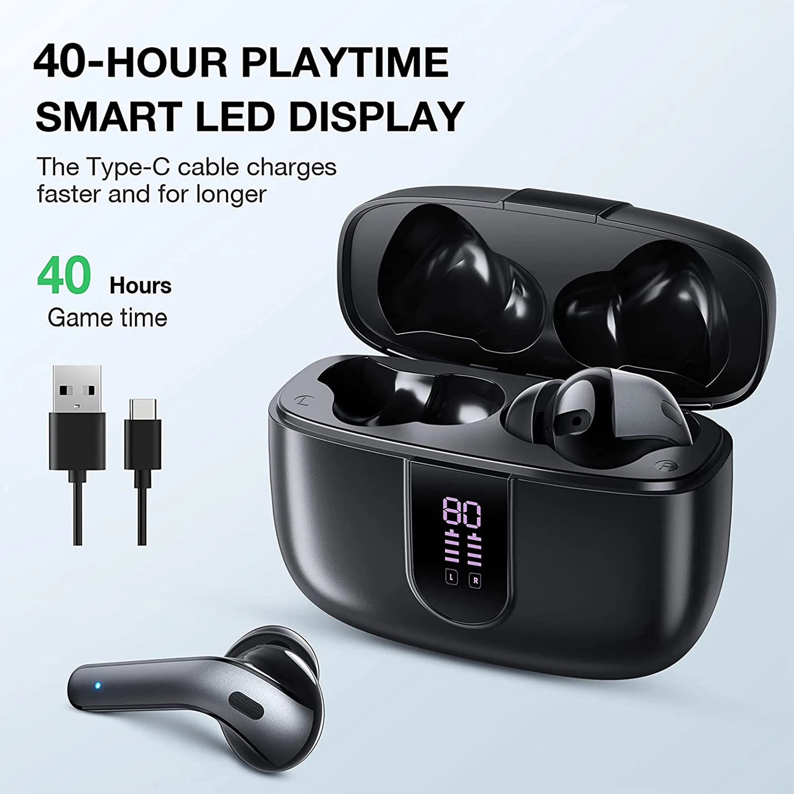 X08 Digital Display Wireless Earbuds In-Ear Headphone BT