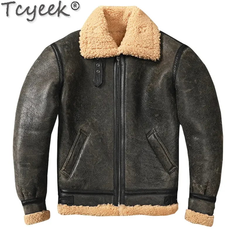 

Tcyeek Genuine Leather Jacket Men Natural Fur Coat Sheep Shearling Jacket Winter Men's Clothing Real Fur Coat Casaco Masculino Z