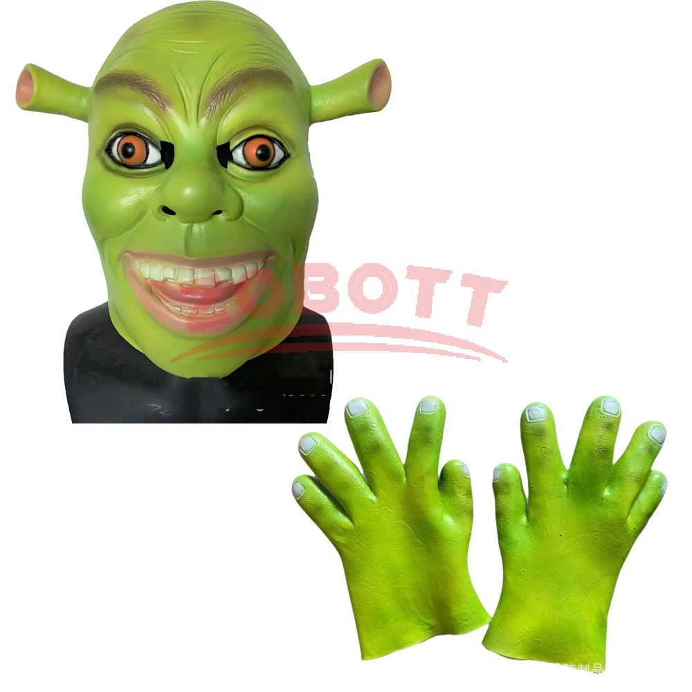 Grüne Shrek-Masken, Halloween-Maske, Film, Cosplay, Maskerade, Party, Mascara, Karneval, Mascaras De Latex, Realista, Tier, gruselige Maske – Detail 6