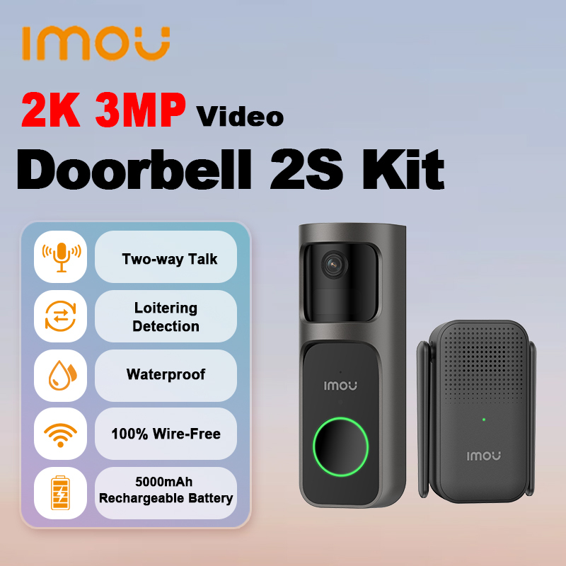 IMOU Doorbell 2S Two-way Talk Video Set 5000mAh Rechargeable Battery 30Â°Pan Lens Human Detection Waterproof 100% Wire-Free Chime