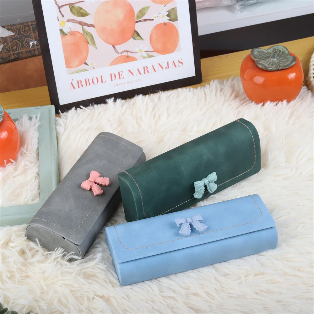 Cute Bow PU Leather Glasses Case Portable Men Women Sunglasses Myopia Presbyopia Storage Box Eyewear Eyeglasses Protector Holder
