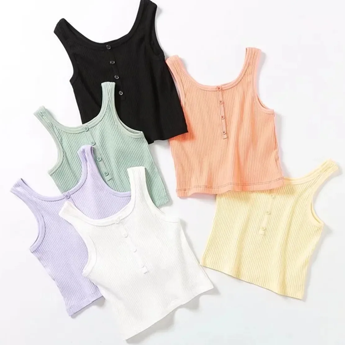 

Jenny&Dave Ins Blogger Vintage Solid Colorful Sexy Short Tank Tops Fashion Rib Knitted Summer Tshirts Women Camisole