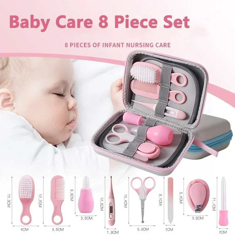 

6/8pcs/Set Newborn Baby Kids Nail Hair Health Care Thermometer Grooming Brush Kit Care Baby Essentials Newborn Material Safety