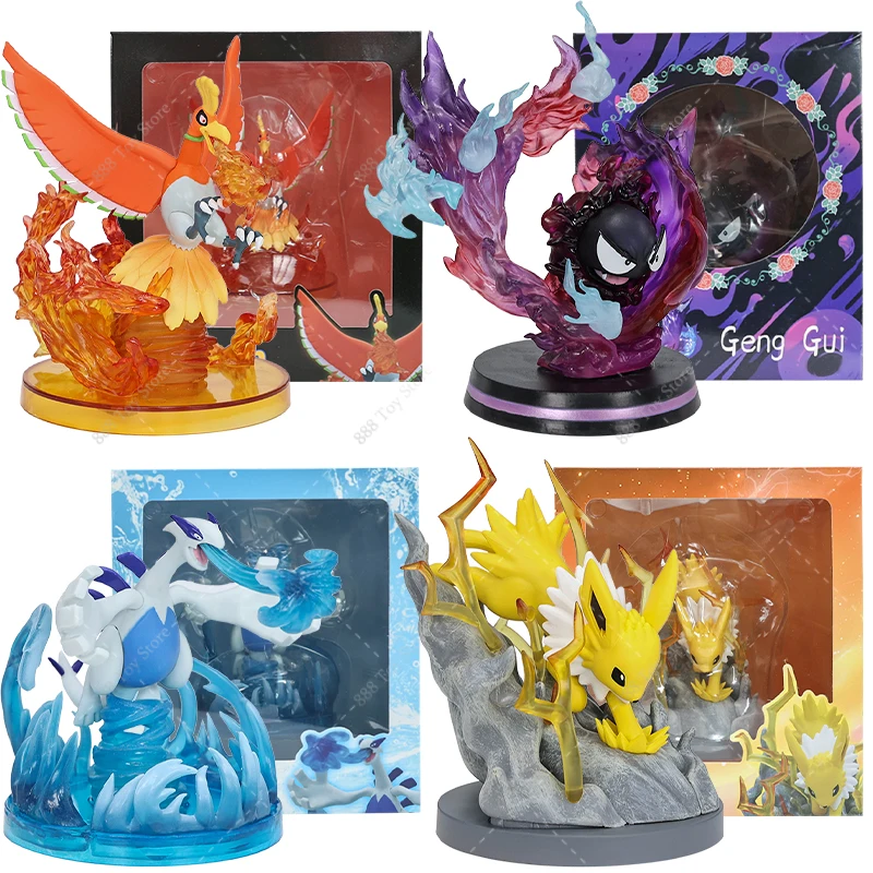 

Фигурка покемона Ho-Oh Lugia Jolteon Gastly and Gengar, сцена спецэффектов, ПВХ, экшн-модель, коллекционные игрушки, рождественские подарки