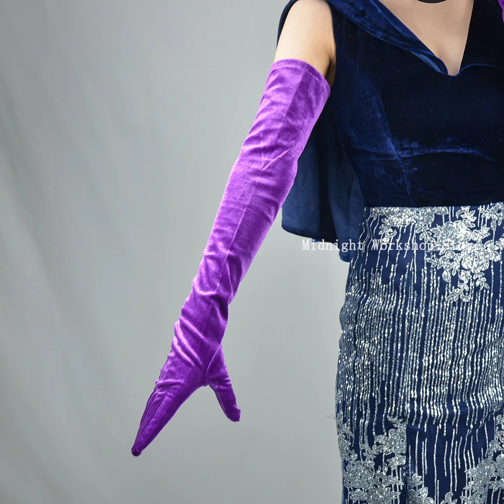 Samt handschuhe Oper Ellbogen lang dehnbar 60cm 23 "Frauen goldenen Samt Herbst Winter warm Retro-Stil Bankett lila violett lila – Detail 20
