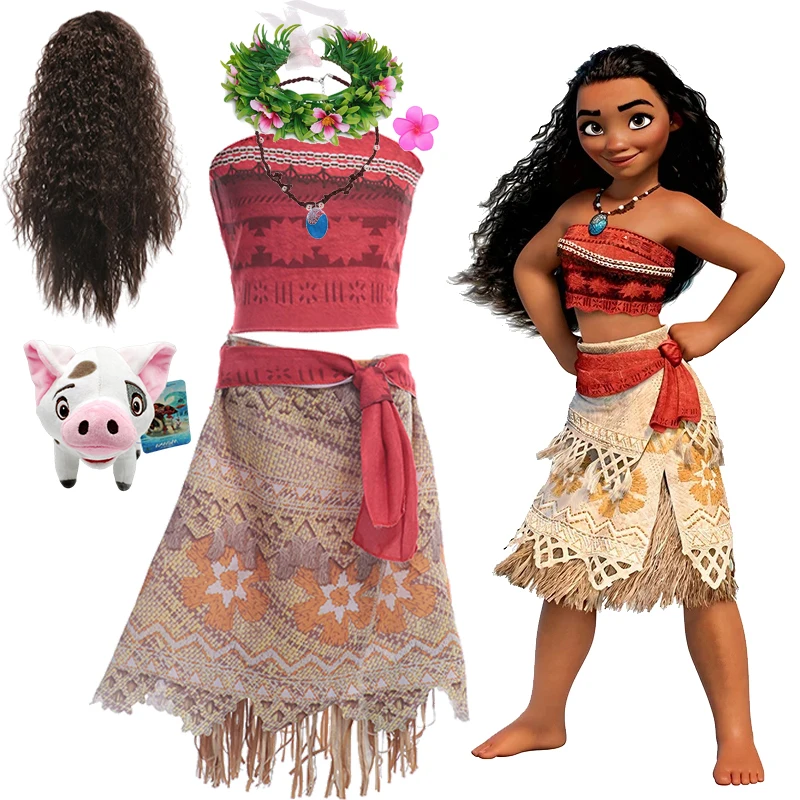 Disney Moana Costumes for Girls 2024 Moana Princess Dress Cosplay Costumes Purim Carnival Halloween Party Birthday Clothings