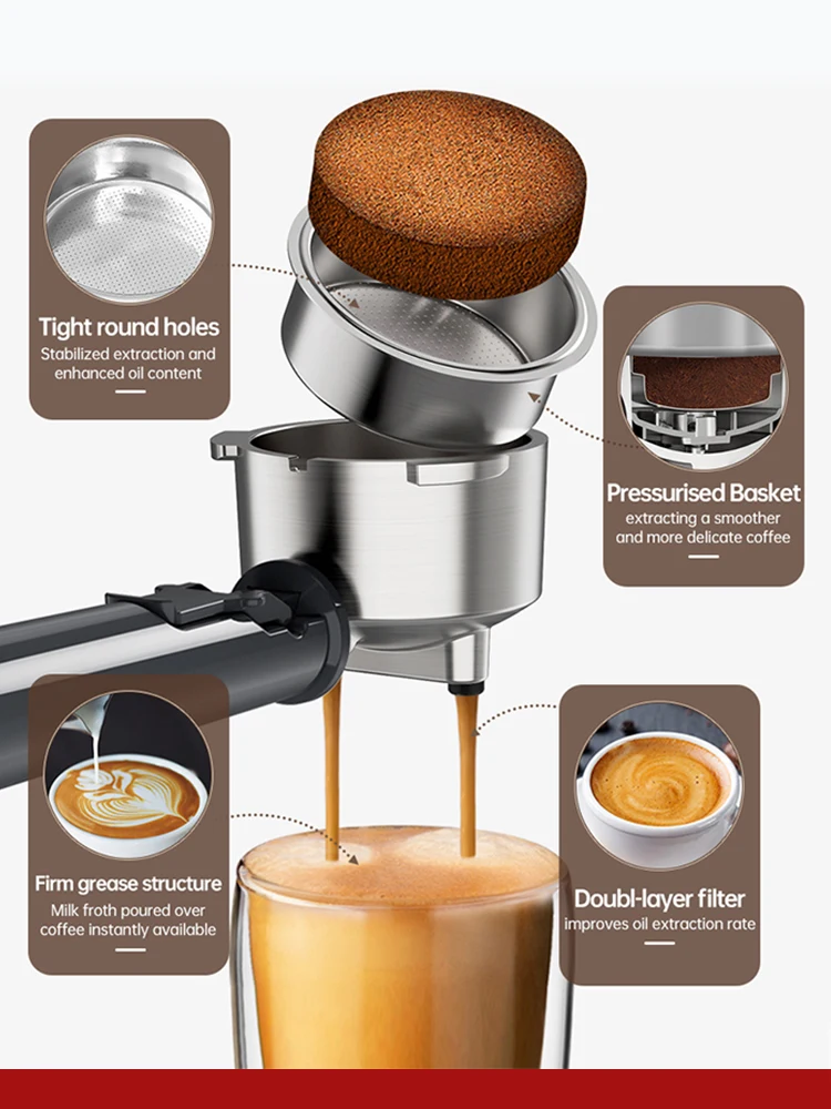 Cafelffe  4-in-1 Coffee Maker Hot/Cold Dolce gusto nespresso machine ESE Pod Ground Cappuccino Espresso Coffee Machine cafetera 5