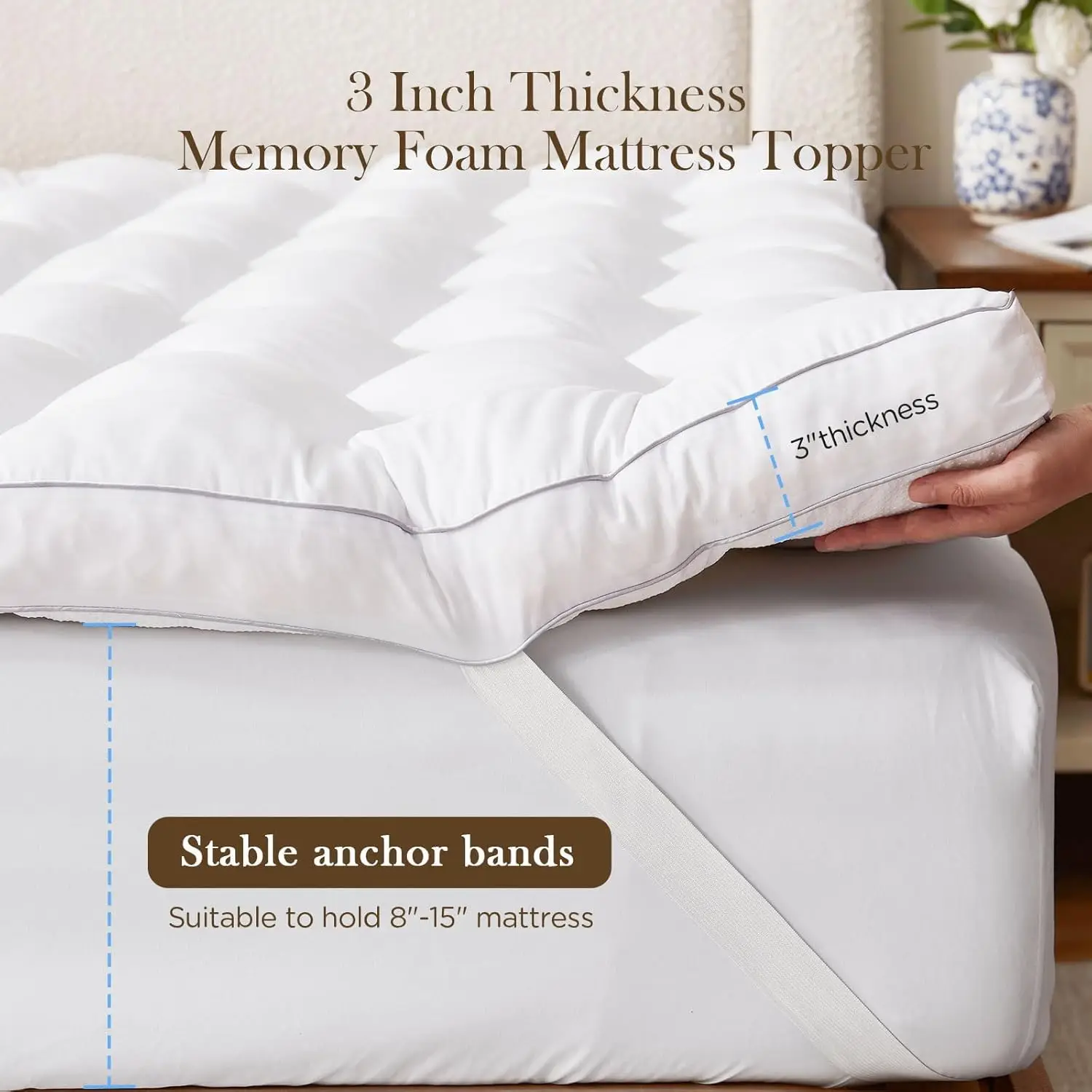 Queen 3-Inch Memory Foam Mattress Topper – Back Pain Relief 4