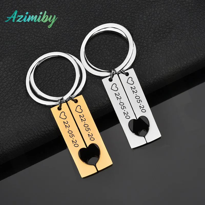 Azimiby Customized Couples Keychain Boyfriend Girlfriend Keyring Husband Anniversary Gift Pinky Promise Women Men Lover KeyChain