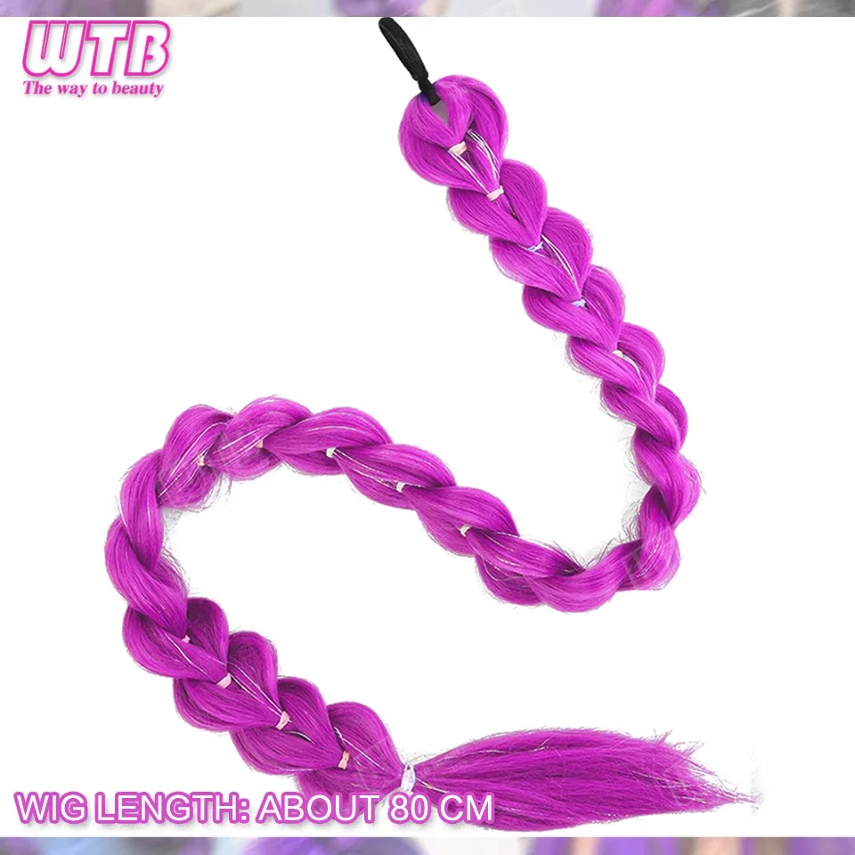 Purple Braided Ponytail Hair Extension - 26 Synthetic