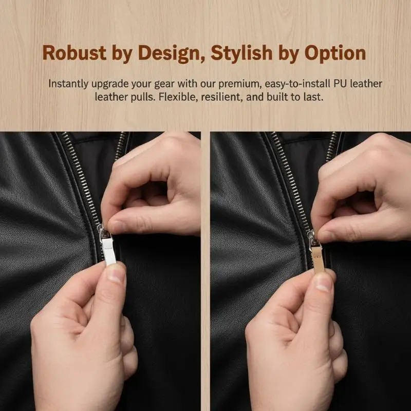 Premium Leather Zipper Pulls Set - Stylish Replacement Tabs for Bags and Accessories (4-Pack)