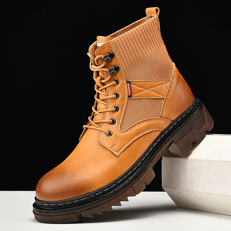 Men Leather Casual Martin Boots Lightweight Mens Trainers Running Walking Shoes_voghion.com