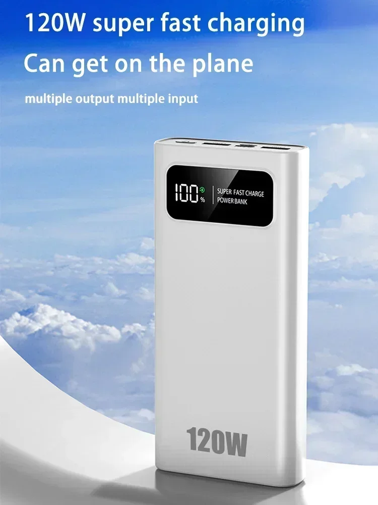 Power Bank Xiaomi 200000mAh 120W Super Fast Charging High Capacity Digital Display For Iphone Samsung Huawei