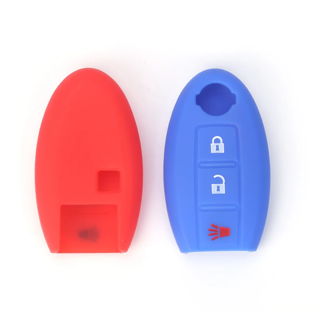 Silicone Remote Key Case Cover for Nissan X-Trail 370Z Cube Micra Qashqai Juke Leaf Tiida Cube Quest Versa 3 Buttons Auto Parts key case cover car key shell