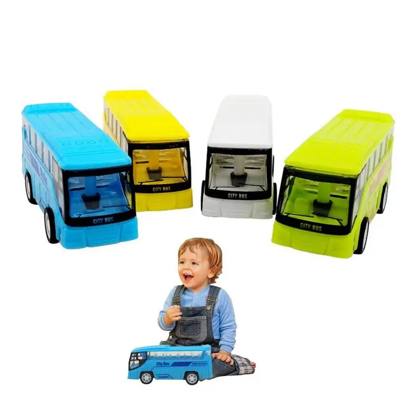 Mini Alloy Diecast Pull Back Car Model Toy For Boys Kid Portable Cartoon Plastic Puzzle Toy Car For Children 4 Colors