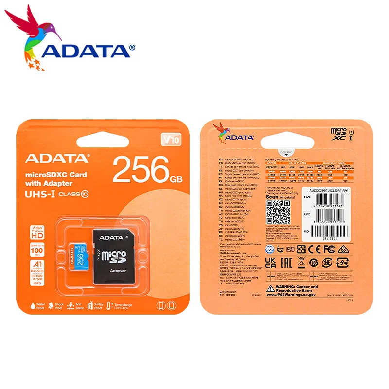 ADATA Premier V10 마이크로 SDXC 128GB 64GB 256GB 클래스 10 SDHC 32GB 고속 메모리 카드 TF 카드(전화용)