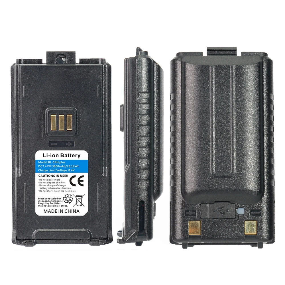Baofeng UV-5RH Pro Walkie Talkie Battery USB-C Charging BL-5RH Upgraded 3800 6800mAh UV-5RM UV-K5 Pro Max Rechargable Batteries 5