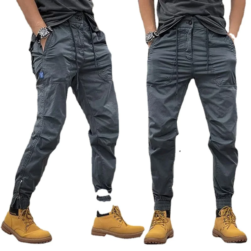 

New Casual Men's Cargo Long Pants Loose Bundle Foot Tide Brand Summer Thin Style Boys Nine Points Sweatpants Men Trousers