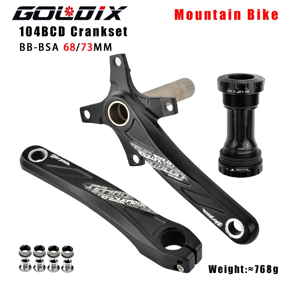 GOLDIX-Peças de bicicleta de montanha, 104BCD, dente largo e estreito, 170mm, 175mm, anéis de cadeia redondos e ovais, 32T, 34T, 36T, 38T, MTB