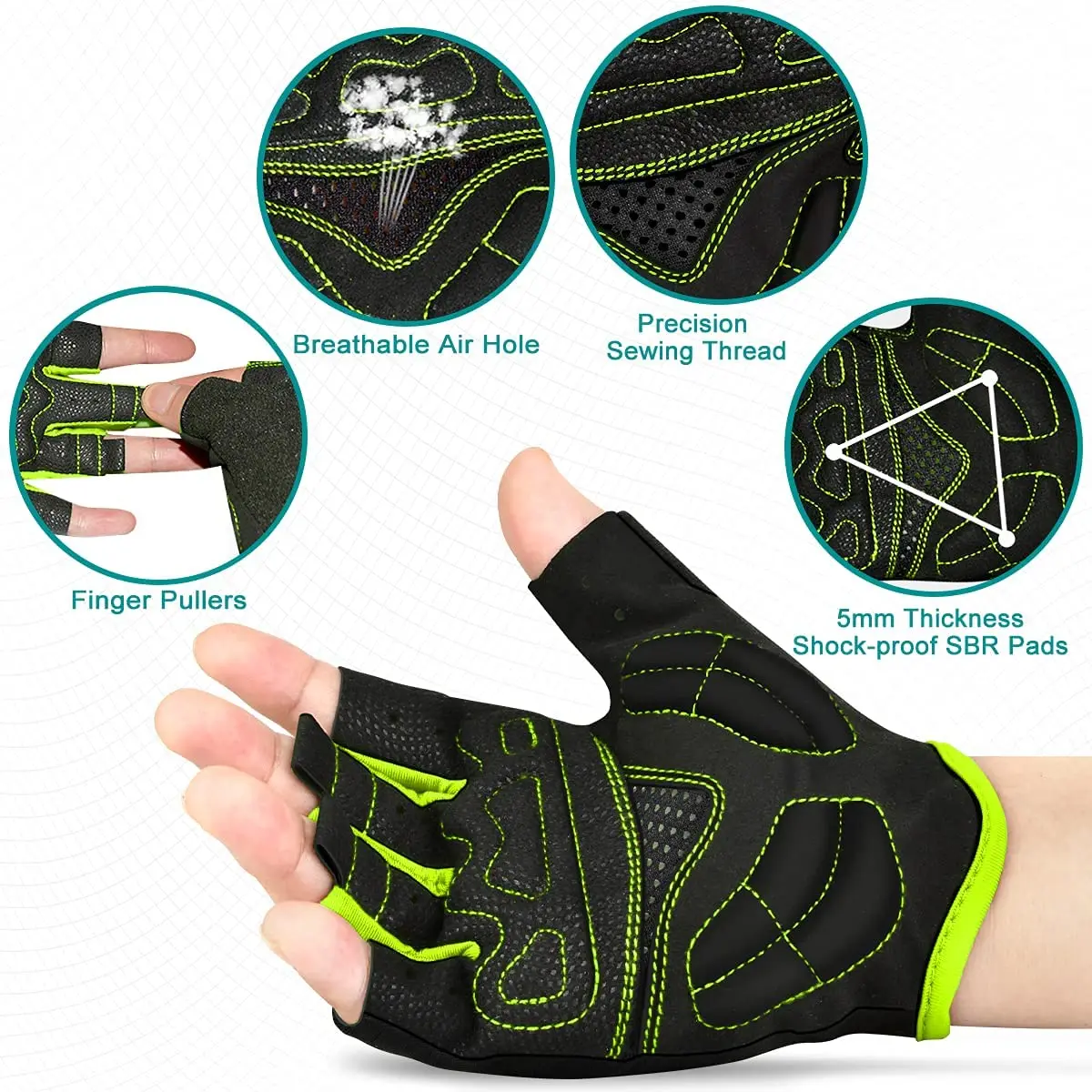 MOREOK Unisex Sports Gloves Fingerless Lycra MTB Road Bicycle Gloves 5MM Gel Pad Outdoor Anti-slip Bike Cycling Gloves Men Women 5
