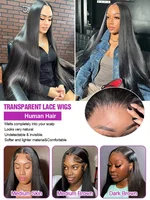 Perruques lisses en cheveux naturels 13x4 13x6 avec dentelle frontale, densité 180%, pré-épilées, pré-coupées, sans colle 6x4, pour femmes, Bling Hair 5