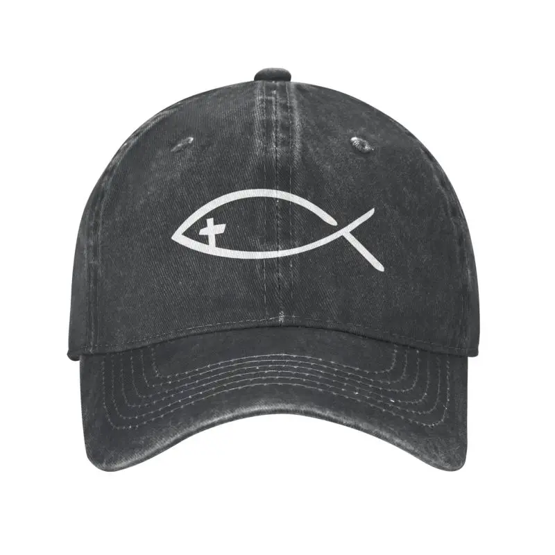 

Classic Cotton Jesus Cross Fish Baseball Cap for Men Women Custom Adjustable Adult Christian Dad Hat Outdoor
