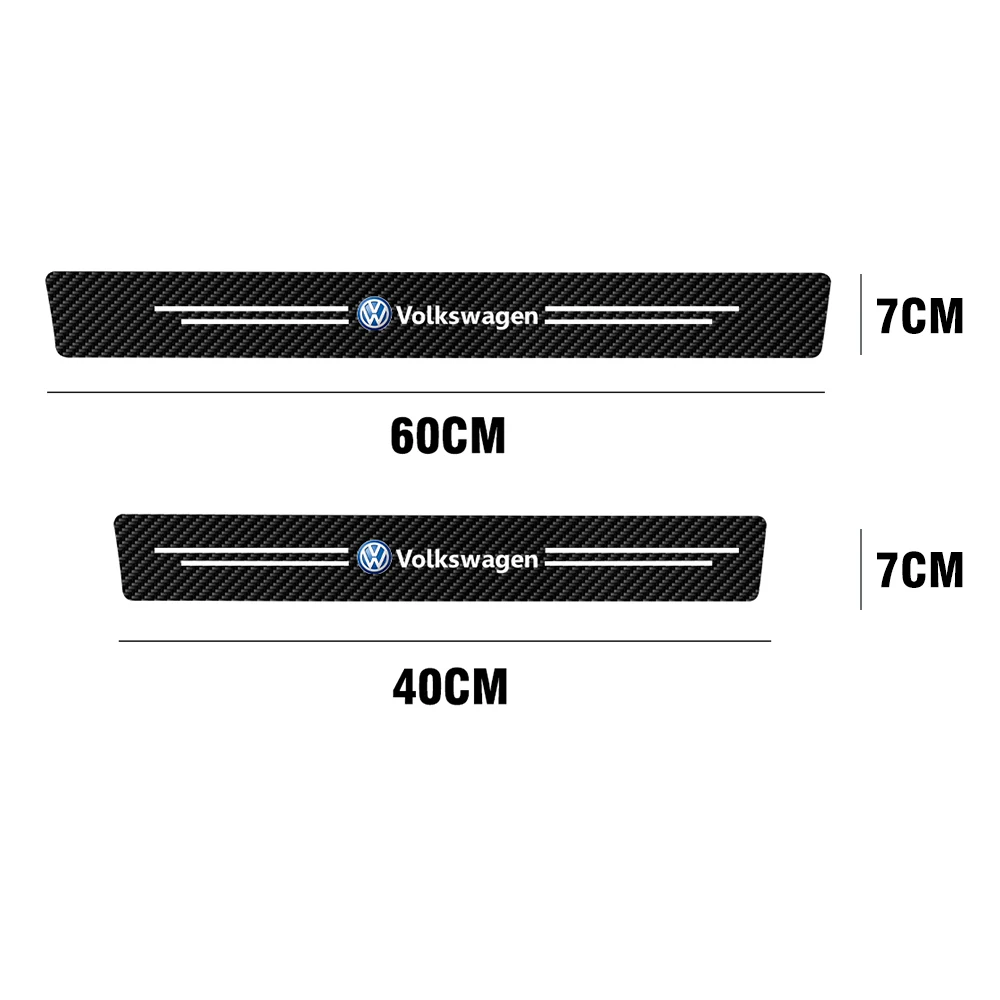 4PCS Car Sticker Protector Black Pu leather Car Door Sill Threshold Anti-scratch For VW RLINE POLO golf passat GTI