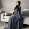 Mousseline de soie Abaya Kimono dubaï musulman Cardigan couches Abayas femmes Robe décontractée femme Islam vêtements avec ceinture Abaya tenues arabes
