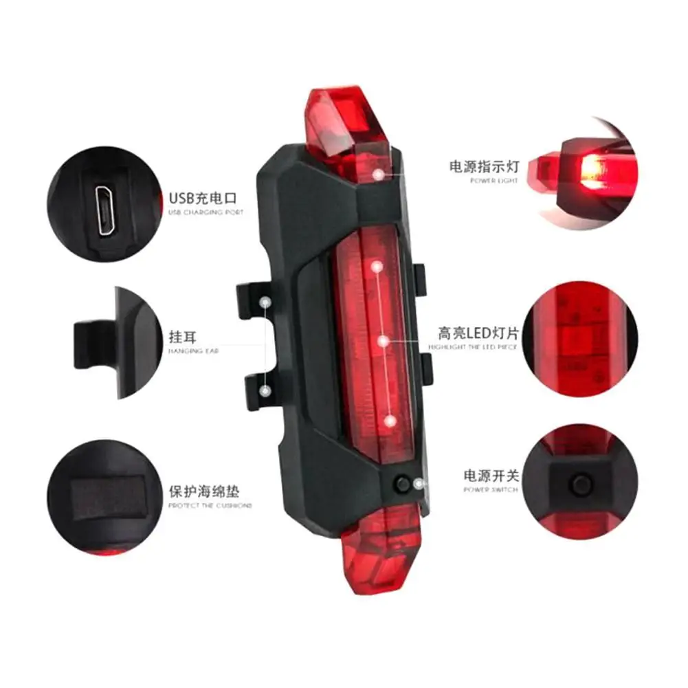 Luz trasera Xiaomi Mijia M365 Patinete Electrico Luz Blanca Roja Azul Led  USB