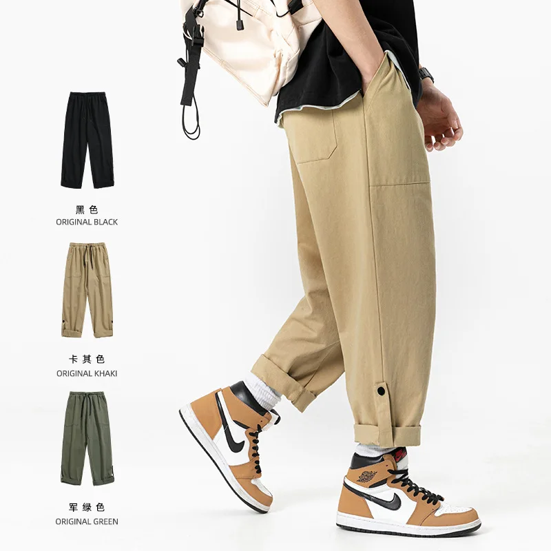 

2023 Men's Popular New Cotton Casual Pants Fashion Brand Loose Trousers Design Sense Straight Tube Work Cargo Pants M-3XL