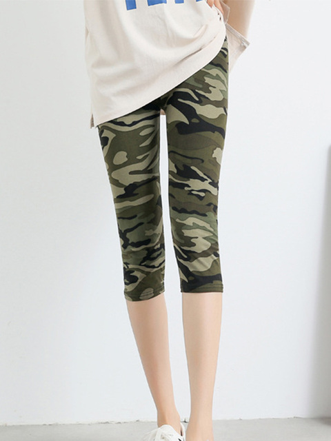 CUHAKCI Summer Printing Women Leggings Cropped Pants Casual Stretched Graffiti Tie Dyed Elastic Capris