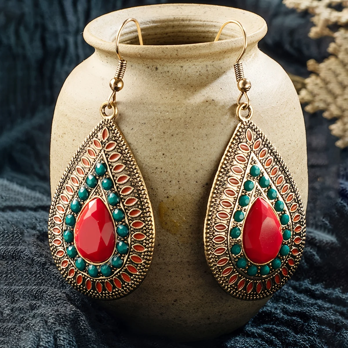Boho Vintage Style Earrings Set Dainty Colorful Geometric Dangle Drop Earrings for Women Jewelry Gifts 12 Pairs