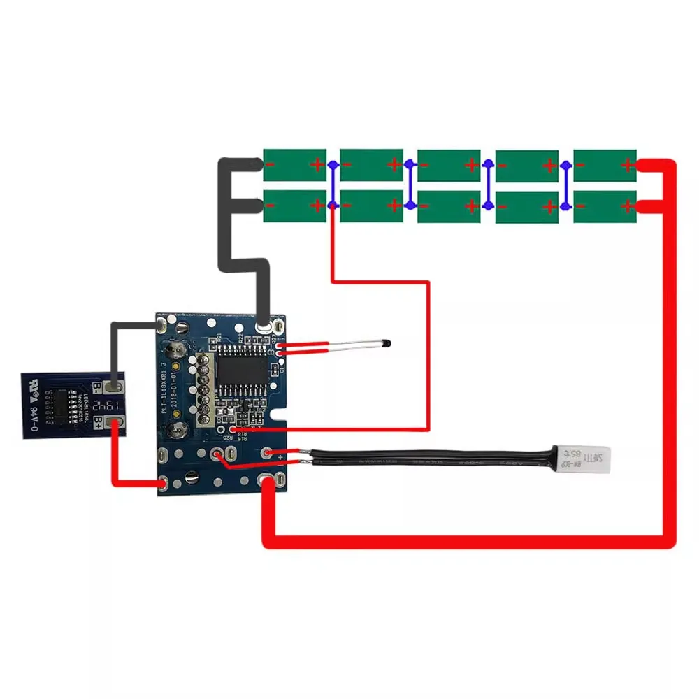 5S2P 18650 배터리 케이스 박스 충전 보호 회로 기판 MAKITA 18V BL1830 3.0Ah 6.0Ah LED 표시기 라벨 포함