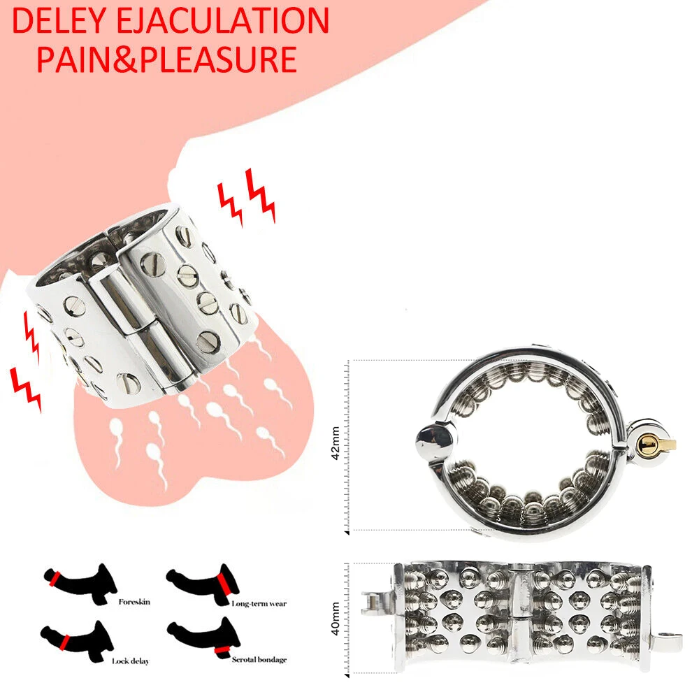 

KALI'S TEETH Sharp 4 Rows BDSM Cock Ring Scrotum Pendant Male Chastity Device Ball Stretcher Spiked Penis Ring Male Sex Toys