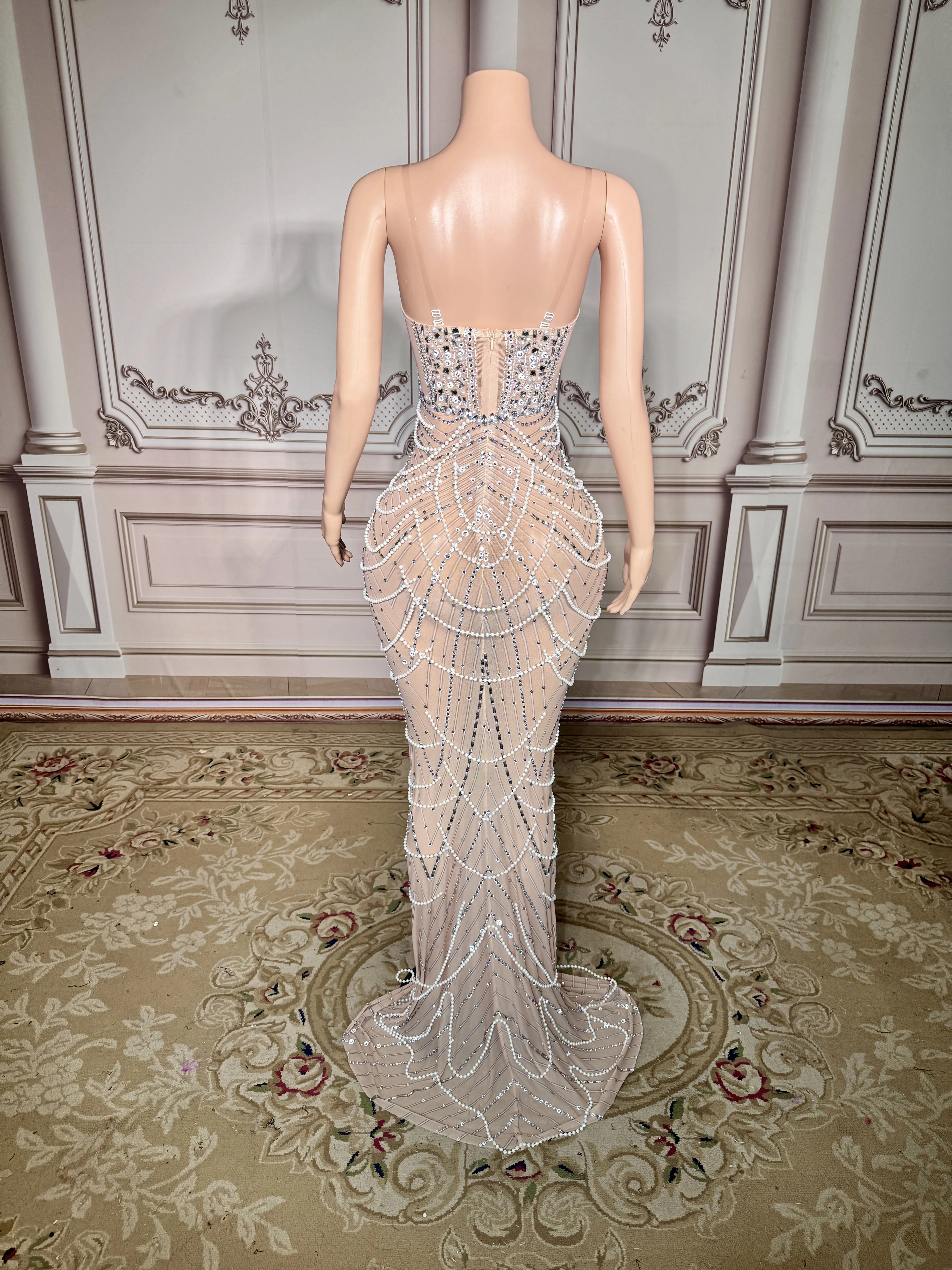 Elegant Rhinestone Dress ZD Sexy Shiny Rhinestone Silver Dress