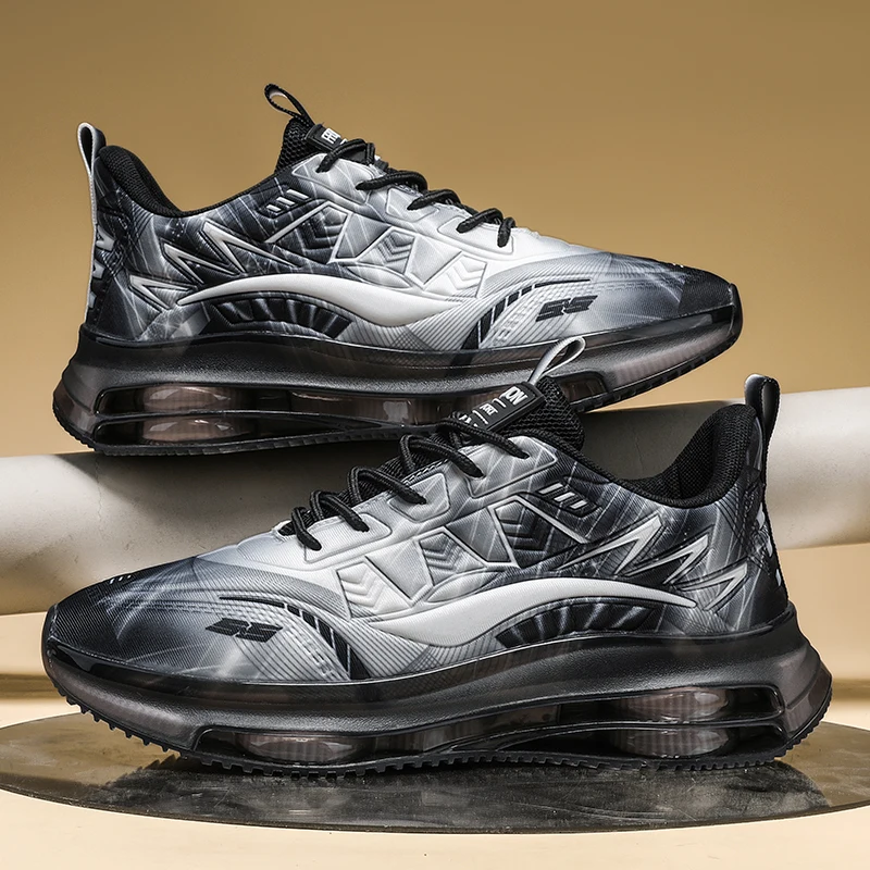 Men's Large Size Casual and Comfortable Running Sneakers, Durable Lace-Up Design, Suitable for Outdoor Sports and Daily Wear, Breathable Upper Air Cushion Soles Suitable for All Seasons